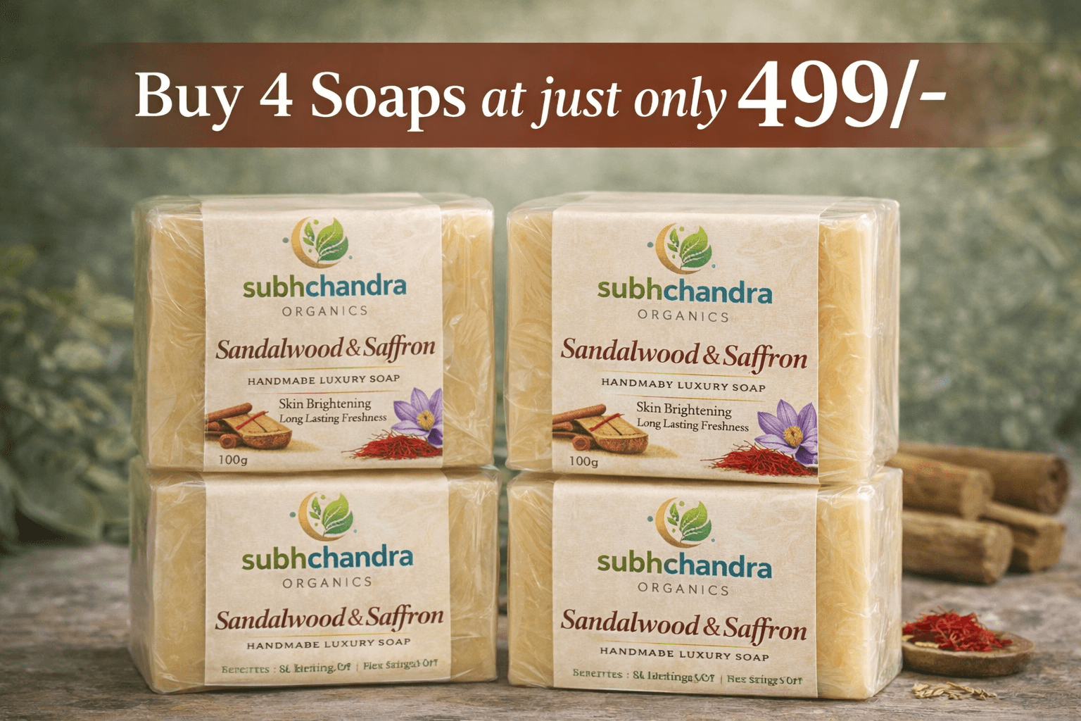 Sandalwood & Saffron Soap Combo (Pack of 4)